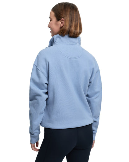 Powder Blue coloured LeMieux Womens Kelsie Quarter Neck Sweatshirt on white background 