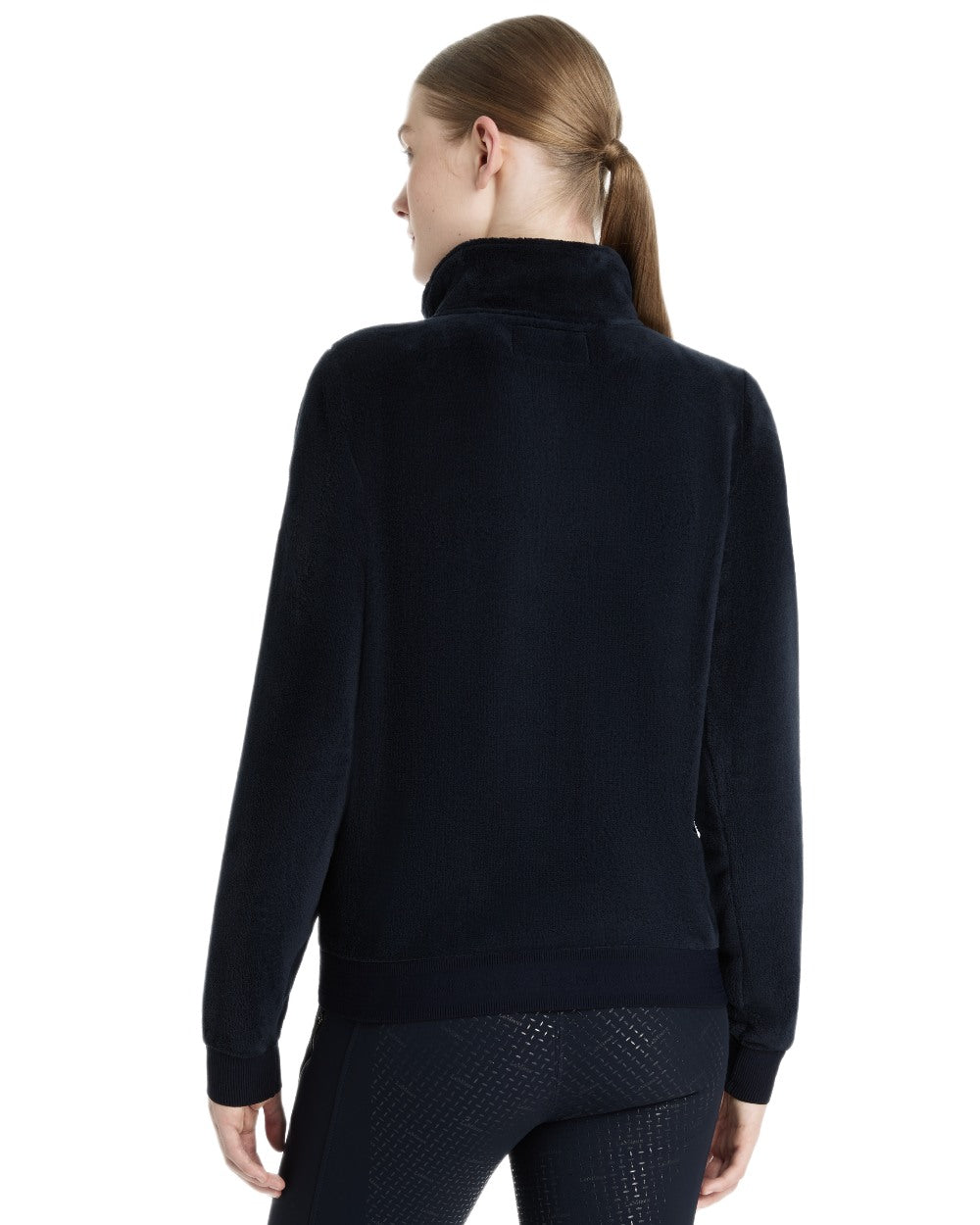 Navy coloured LeMieux Womens Liberty Fleece Zip Through Jacket on white background 