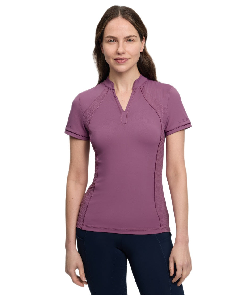 Mallow coloured LeMieux Womens Lisa Mesh Base Layer on white background 