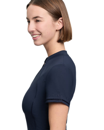 Navy coloured LeMieux Womens Lisa Mesh Base Layer on white background 