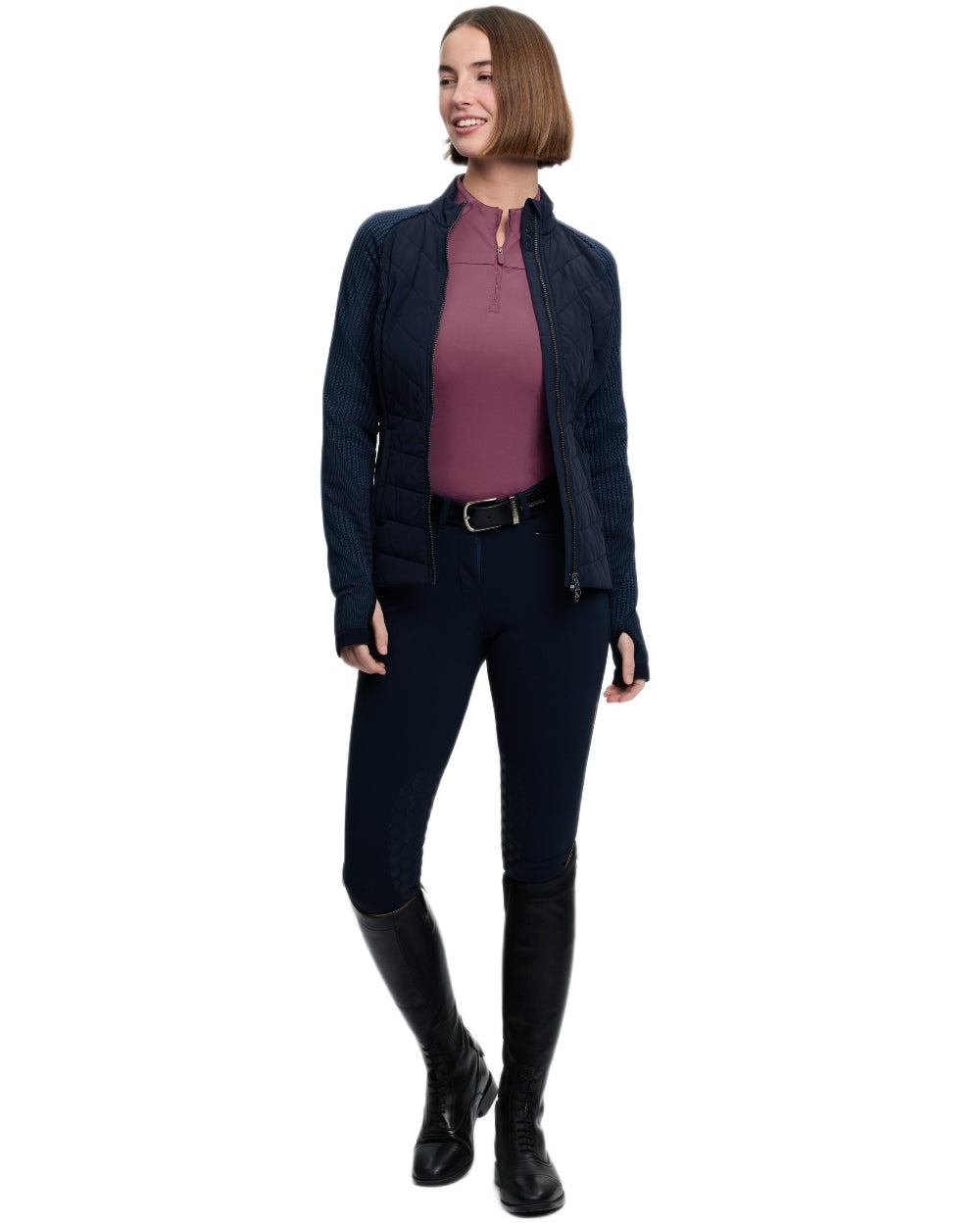 Navy coloured LeMieux Womens Maddie Jacket on white background 