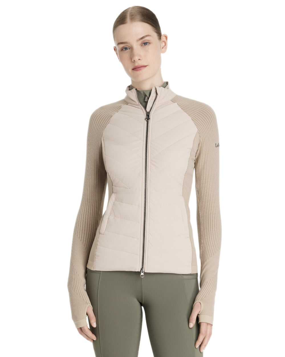 Stone coloured LeMieux Womens Maddie Jacket on white background 