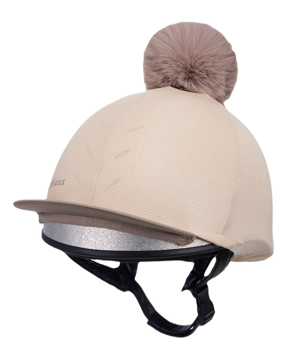 Almond coloured LeMieux Womens Maria Mesh Hat Silk on white background 