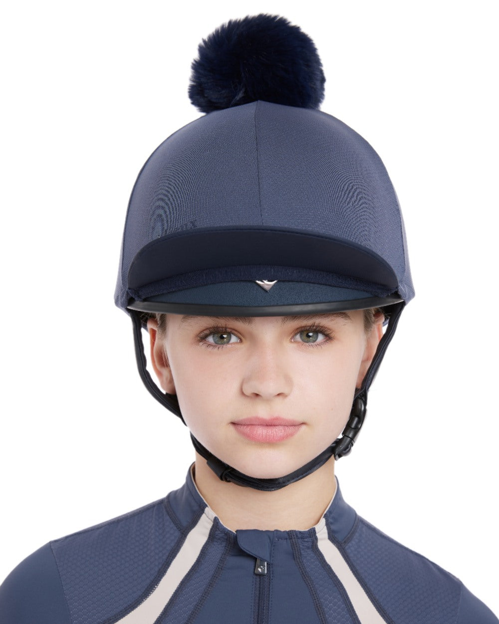 Dusk Blue coloured LeMieux Womens Maria Mesh Hat Silk on white background 