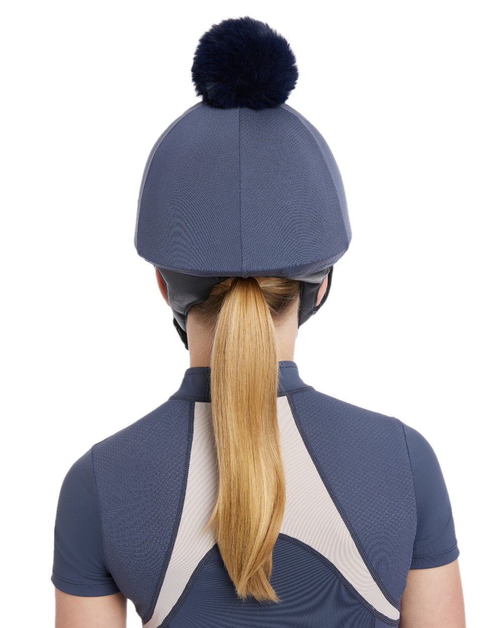Dusk Blue coloured LeMieux Womens Maria Mesh Hat Silk on white background 