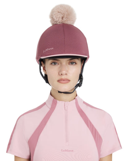 Rosewood coloured LeMieux Womens Maria Mesh Hat Silk on white background 