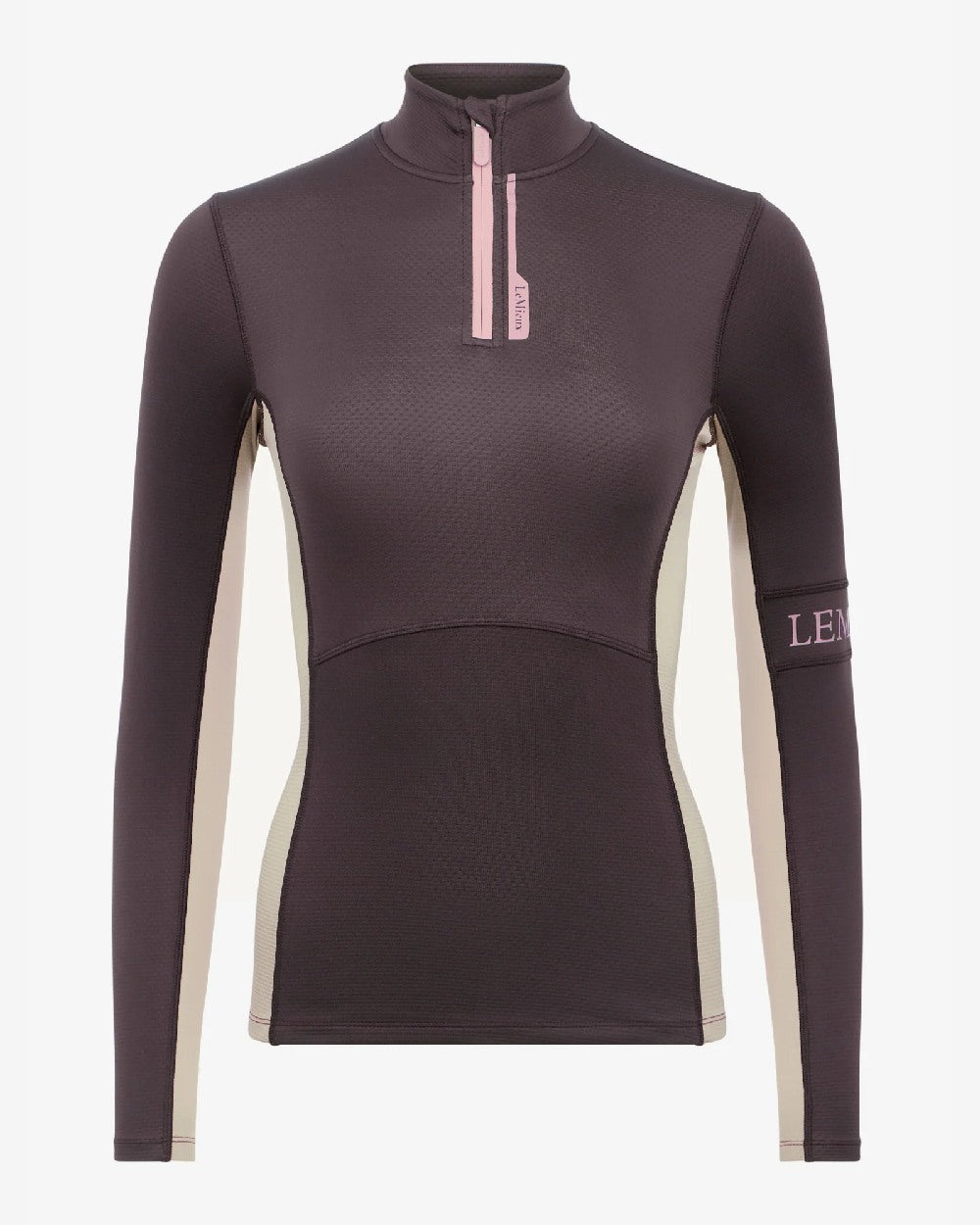 Cocoa Coloured LeMieux Womens Matidla Mid Layer on White Background 