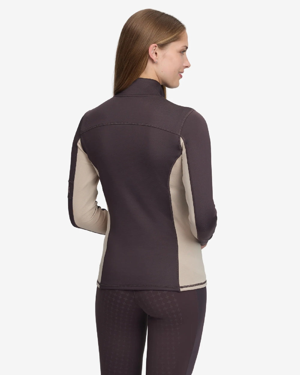 Cocoa Coloured LeMieux Womens Matidla Mid Layer on White Background 