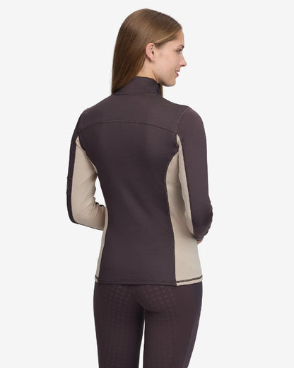 Cocoa Coloured LeMieux Womens Matidla Mid Layer on White Background 
