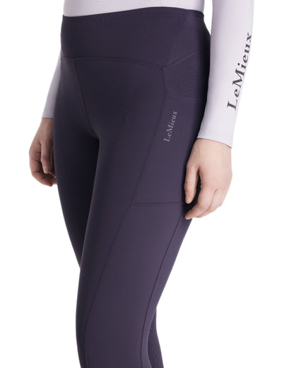 Juniper coloured LeMieux Womens Natalie Brushed Pull On Breeches on white background 