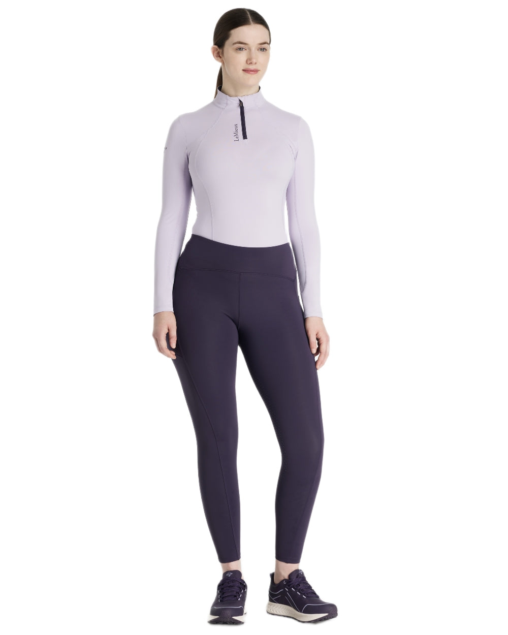 Juniper coloured LeMieux Womens Natalie Brushed Pull On Breeches on white background 