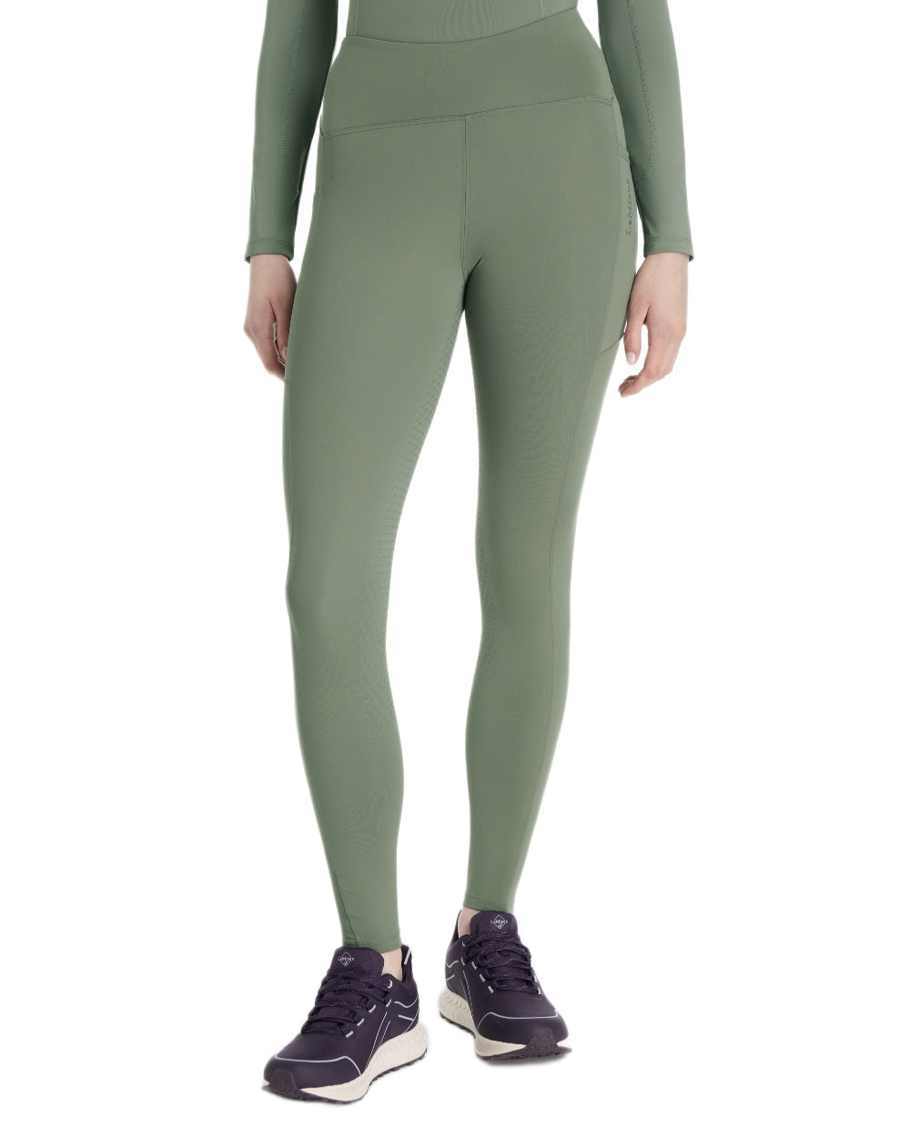 Rosemary coloured LeMieux Womens Natalie Brushed Pull On Breeches on white background 