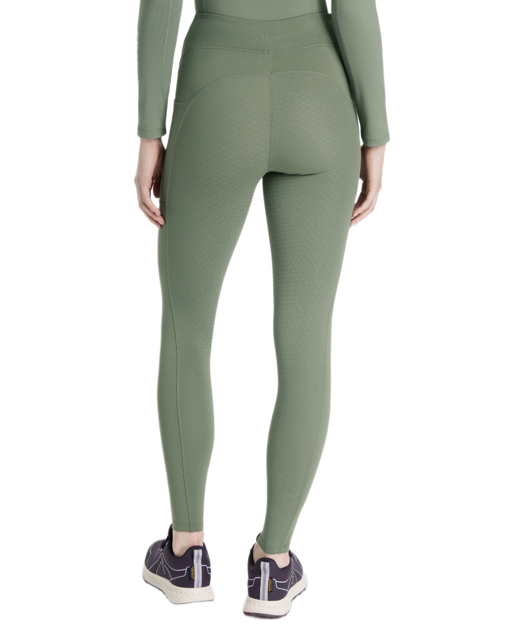 Rosemary coloured LeMieux Womens Natalie Brushed Pull On Breeches on white background 