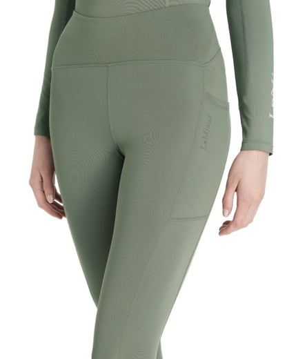 Rosemary coloured LeMieux Womens Natalie Brushed Pull On Breeches on white background 