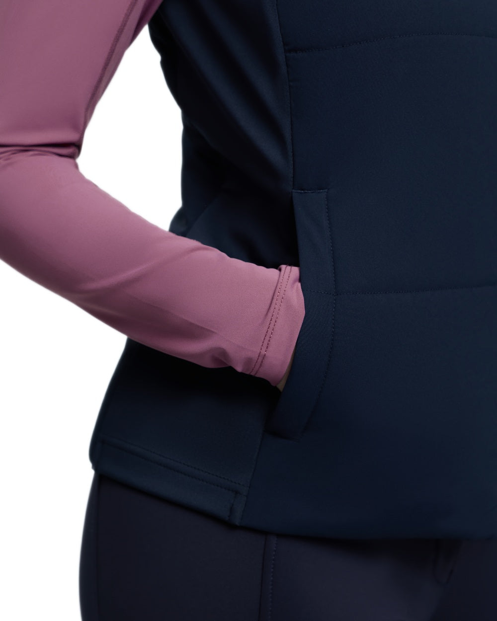 Navy coloured LeMieux Womens Pamela Gilet on white background 
