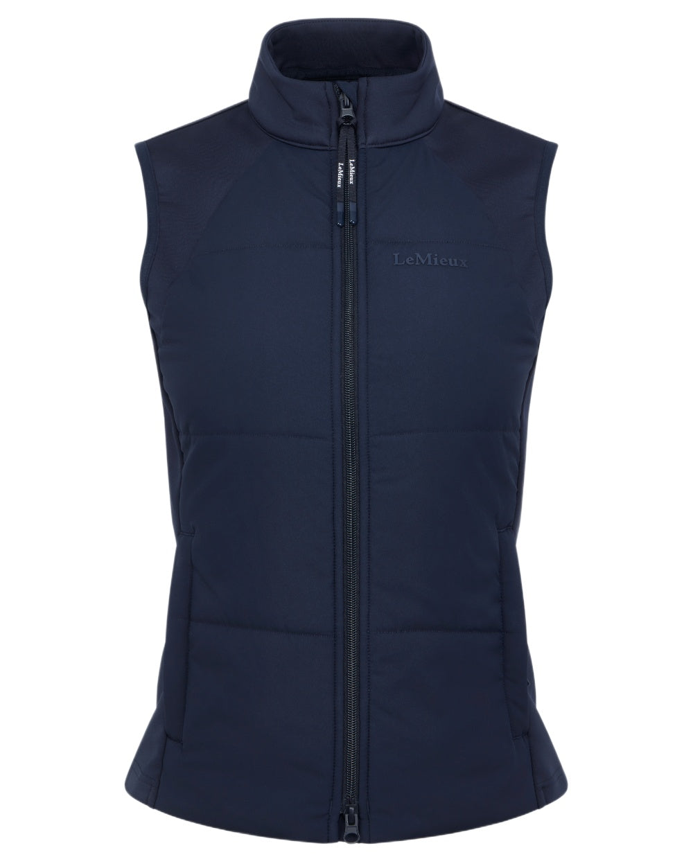 Navy coloured LeMieux Womens Pamela Gilet on white background 