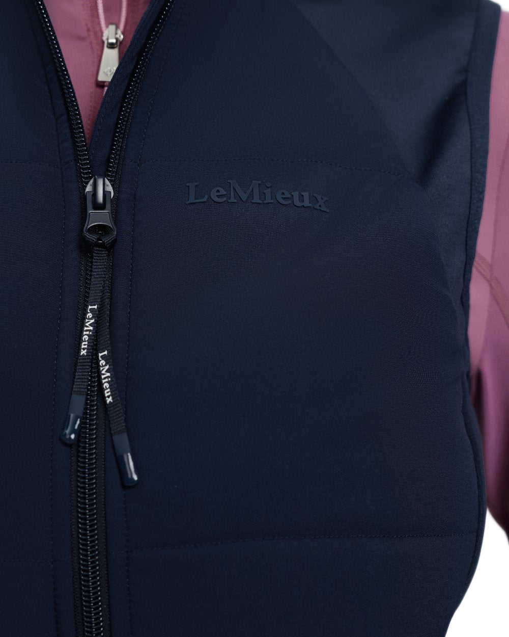 Navy coloured LeMieux Womens Pamela Gilet on white background 