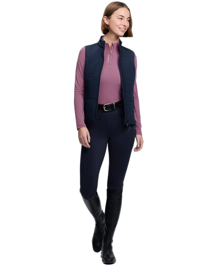 Navy coloured LeMieux Womens Pamela Gilet on white background 