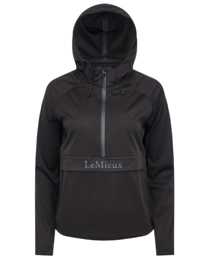 Black coloured LeMieux Womens Perri Half Zip Waterproof Jacket on white background 