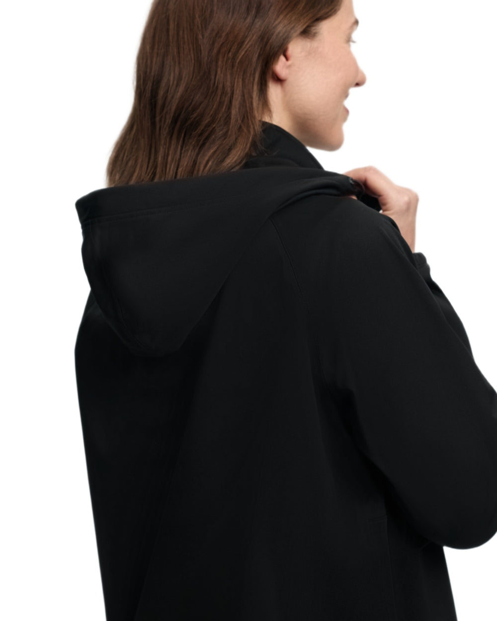 Black coloured LeMieux Womens Perri Half Zip Waterproof Jacket on white background 