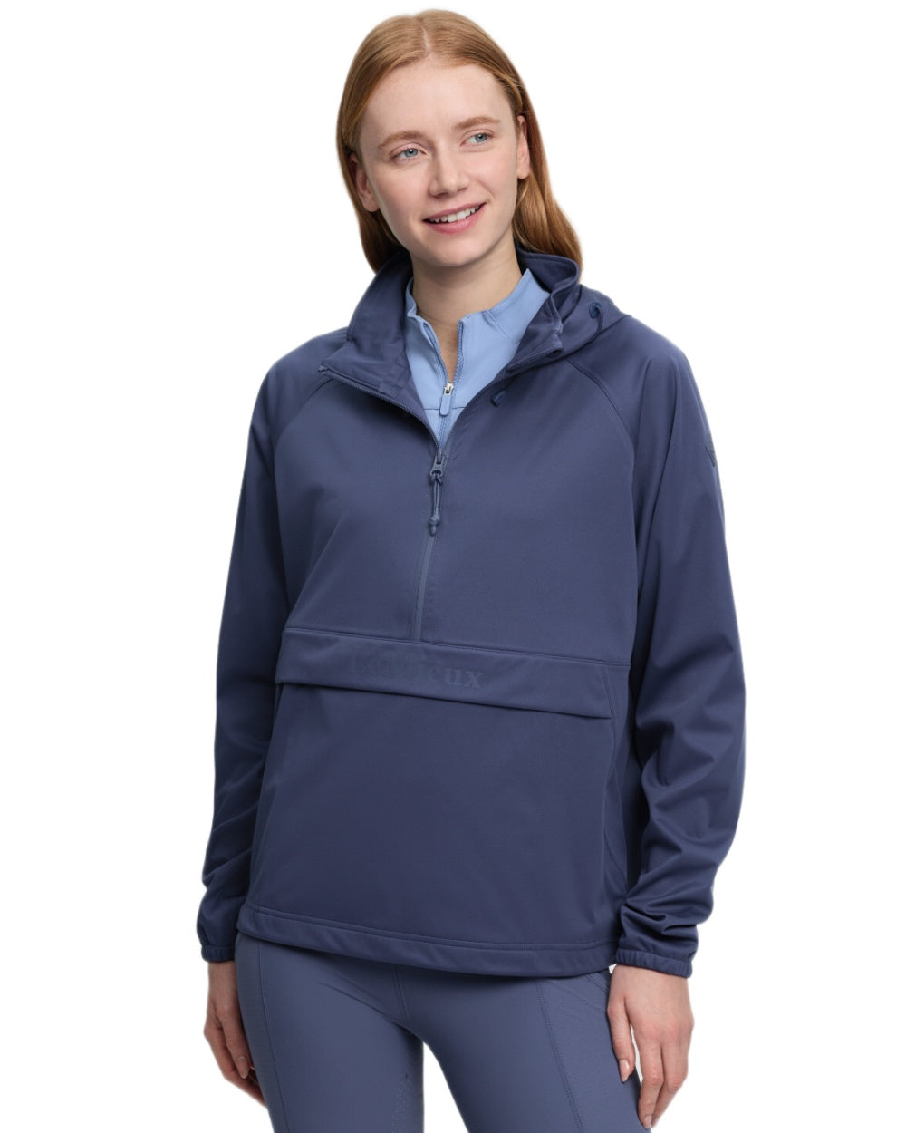 Shadow coloured LeMieux Womens Perri Half Zip Waterproof Jacket on white background 