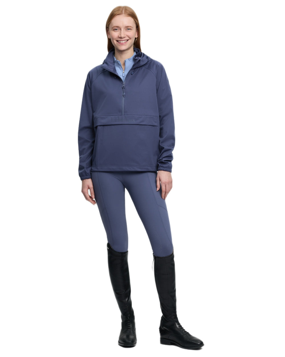 Shadow coloured LeMieux Womens Perri Half Zip Waterproof Jacket on white background 