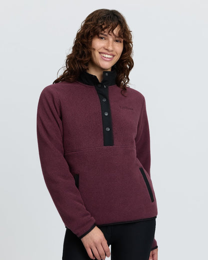 Bramble Coloured LeMieux Womens Piper Popper Fleece on White Background 