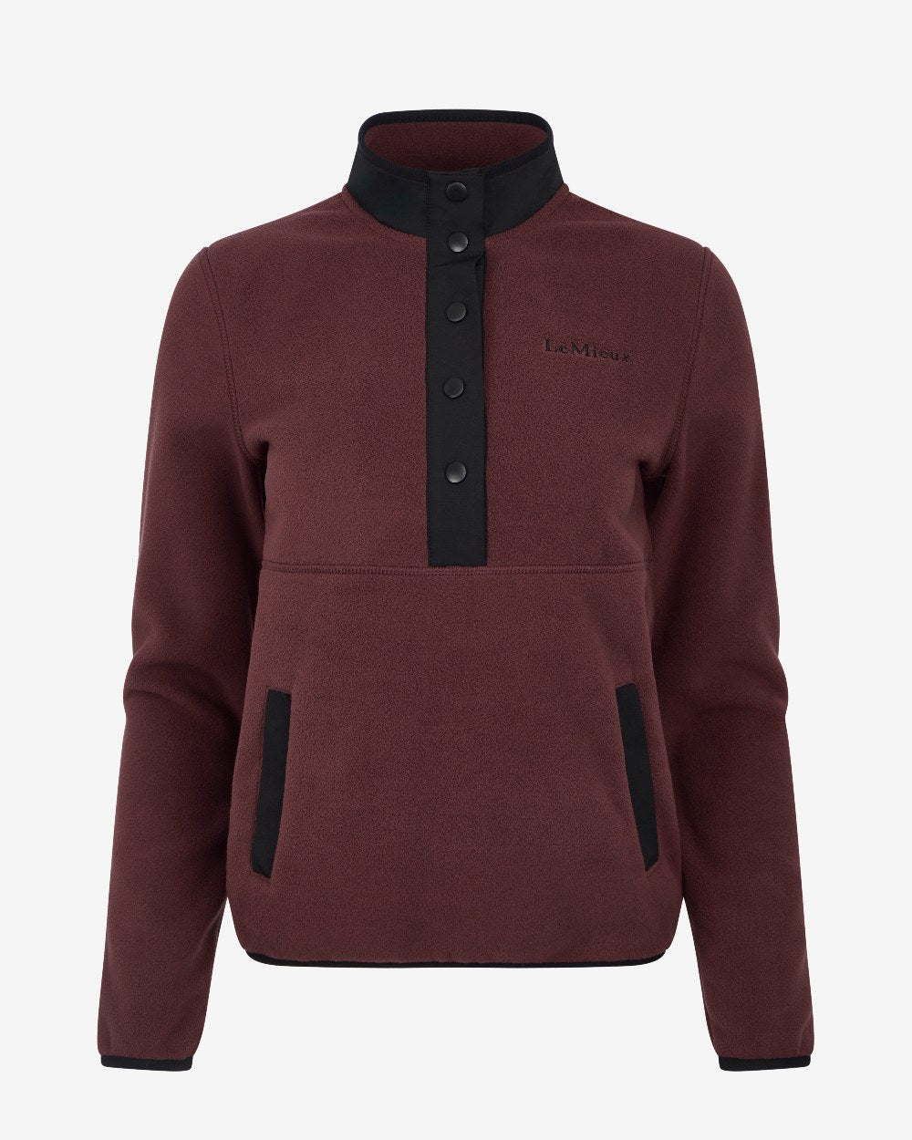 Bramble Coloured LeMieux Womens Piper Popper Fleece on White Background 