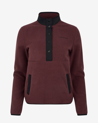Bramble Coloured LeMieux Womens Piper Popper Fleece on White Background 