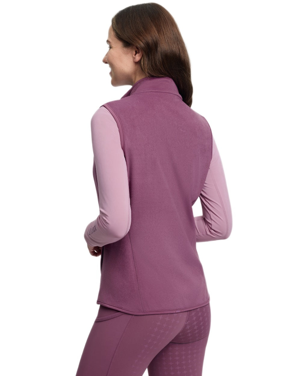 Mallow coloured LeMieux Womens Roberta Fleece Gilet on white background 