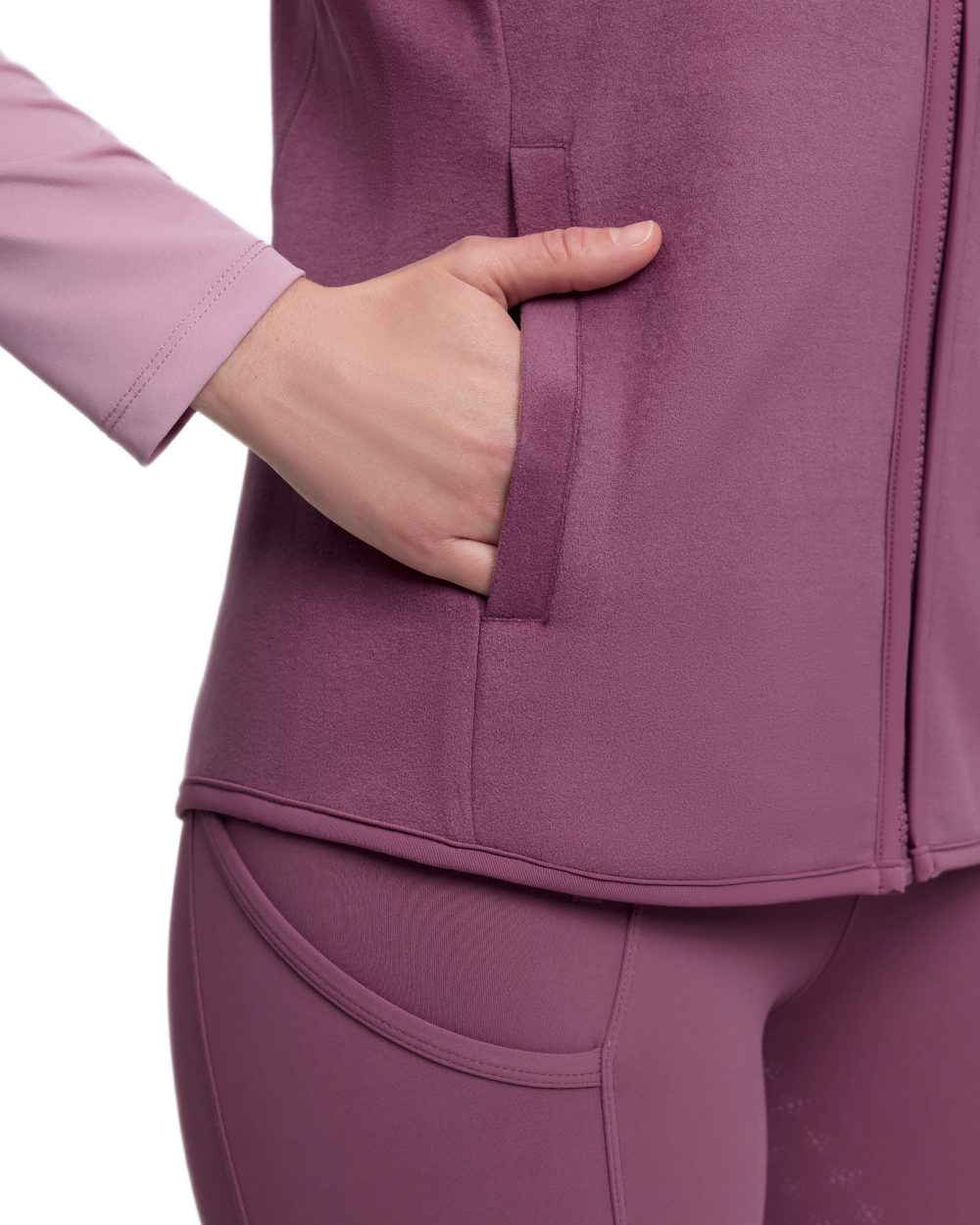 Mallow coloured LeMieux Womens Roberta Fleece Gilet on white background 