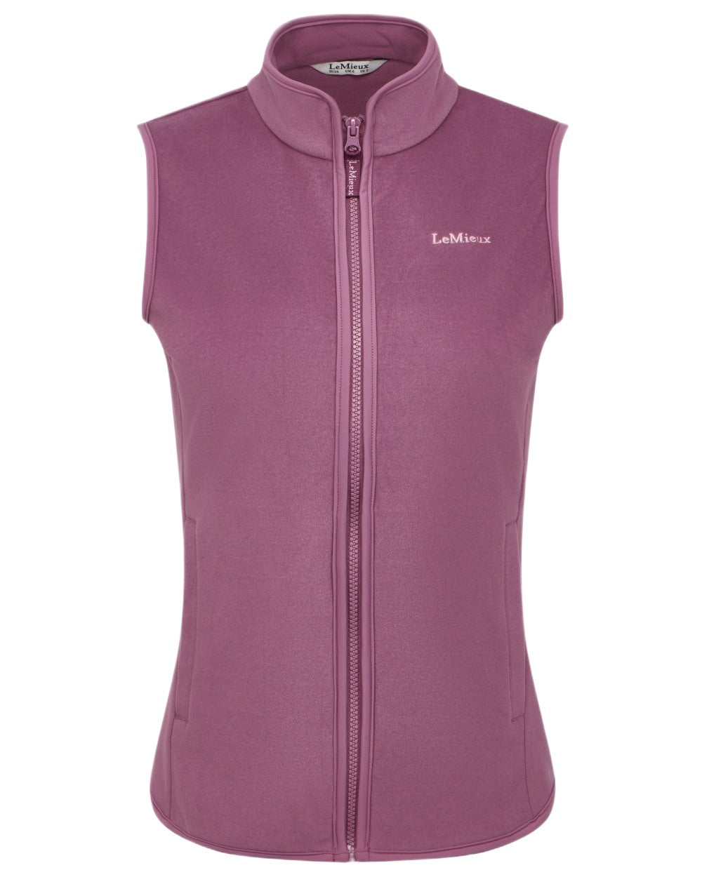 Mallow coloured LeMieux Womens Roberta Fleece Gilet on white background 