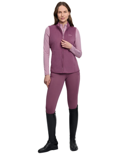 Mallow coloured LeMieux Womens Roberta Fleece Gilet on white background 