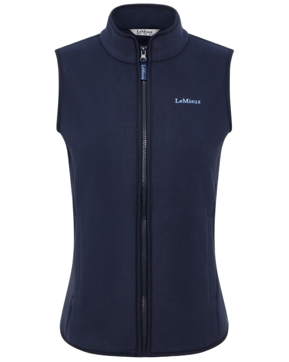 Navy coloured LeMieux Womens Roberta Fleece Gilet on white background 