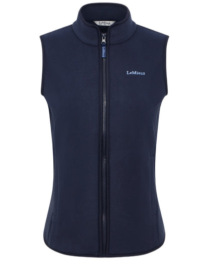 Navy coloured LeMieux Womens Roberta Fleece Gilet on white background 