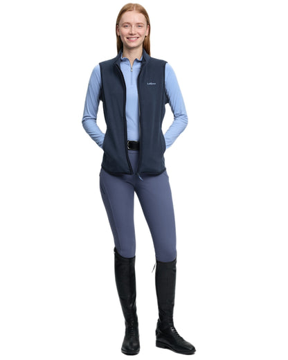 Navy coloured LeMieux Womens Roberta Fleece Gilet on white background 