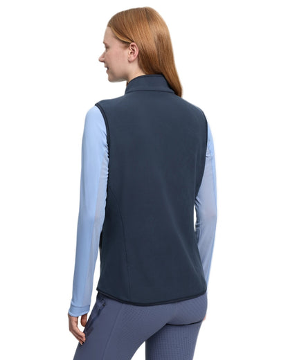 Navy coloured LeMieux Womens Roberta Fleece Gilet on white background 