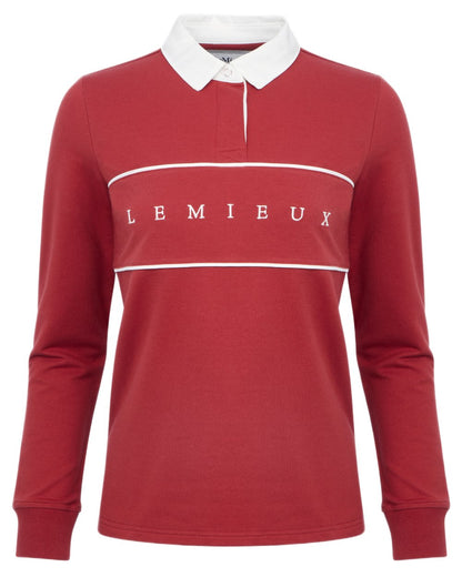 Russet coloured LeMieux Womens Rochelle Rugby Shirt on white background 