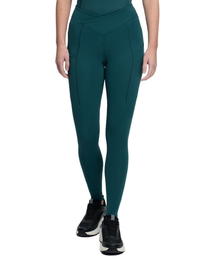Jungle coloured LeMieux Womens Simone Cross Over Half Seat Pull On Breeches on white background 