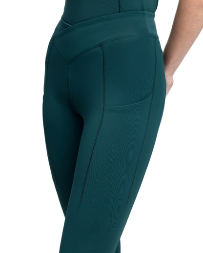 Jungle coloured LeMieux Womens Simone Cross Over Half Seat Pull On Breeches on white background 