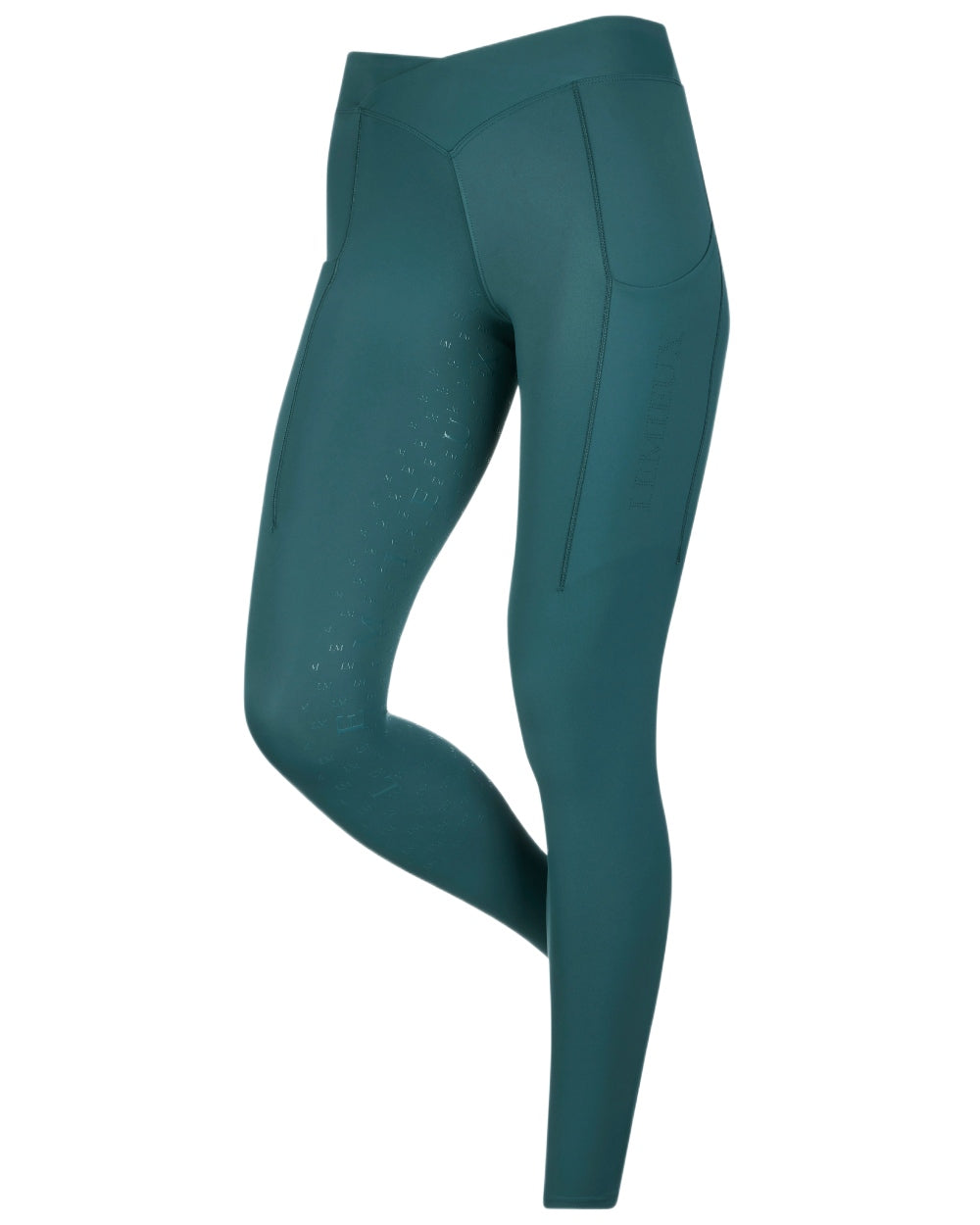 Jungle coloured LeMieux Womens Simone Cross Over Half Seat Pull On Breeches on white background 