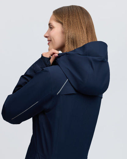 Navy Coloured LeMieux Womens Stormwear Performance Riding Coat on White Background 