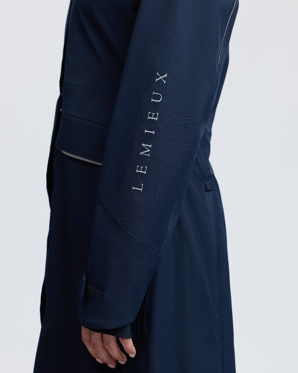 Navy Coloured LeMieux Womens Stormwear Performance Riding Coat on White Background 