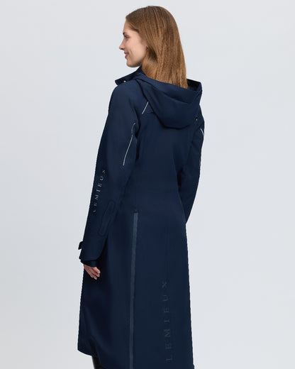 Navy Coloured LeMieux Womens Stormwear Performance Riding Coat on White Background 