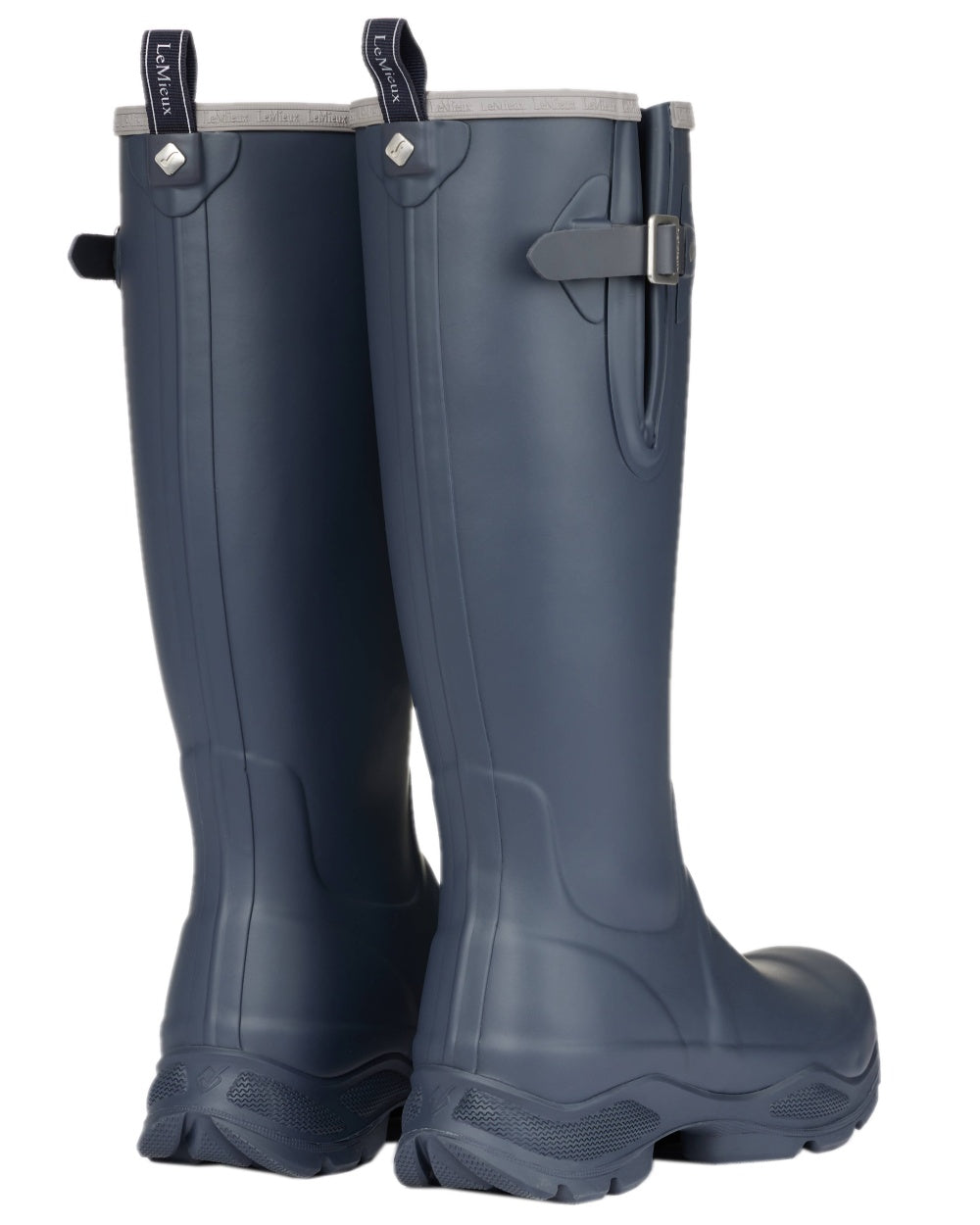 Navy Coloured LeMieux Womens Ultra Stride Wellington Boots on white background 