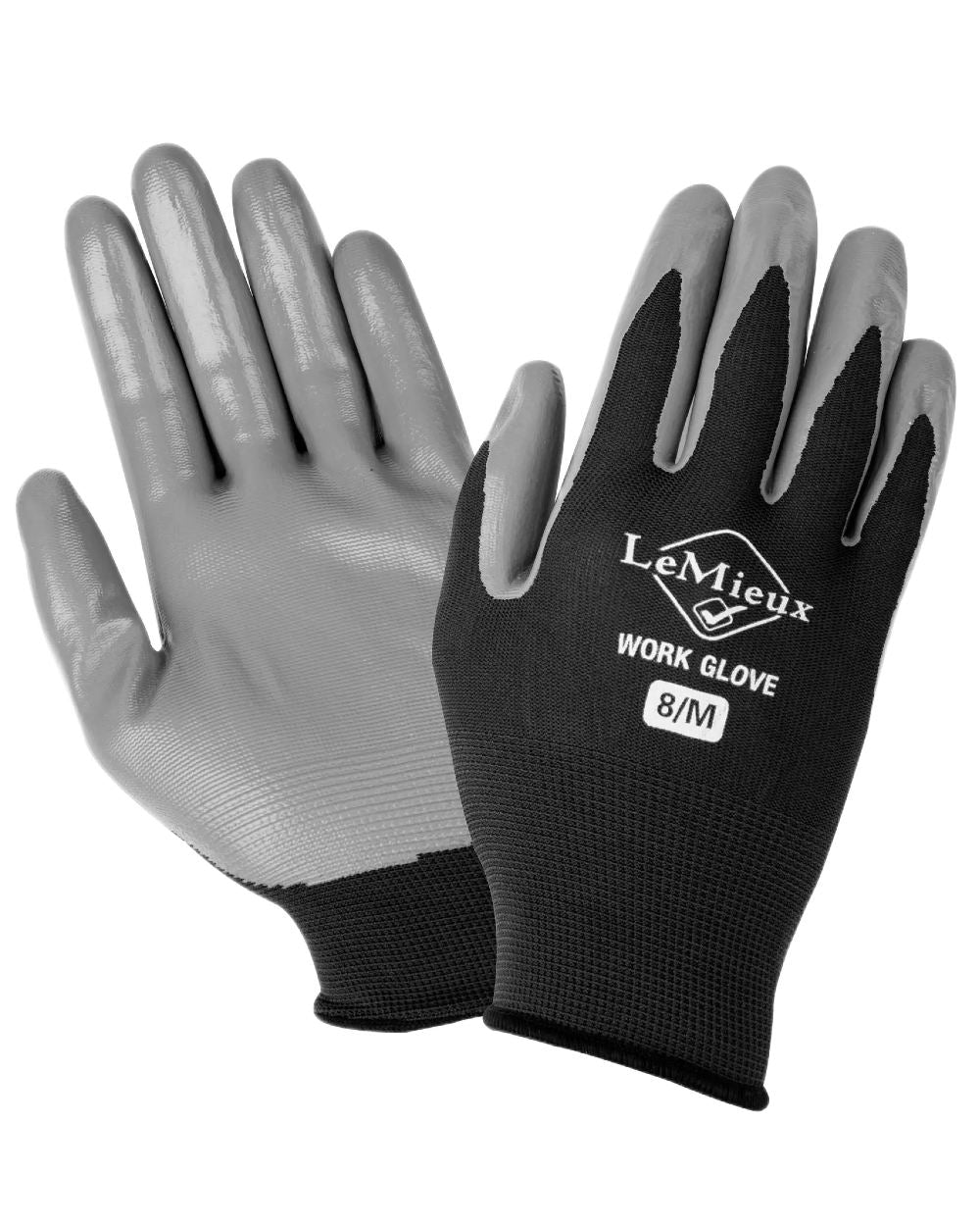 Black coloured LeMieux Work Gloves on white background 