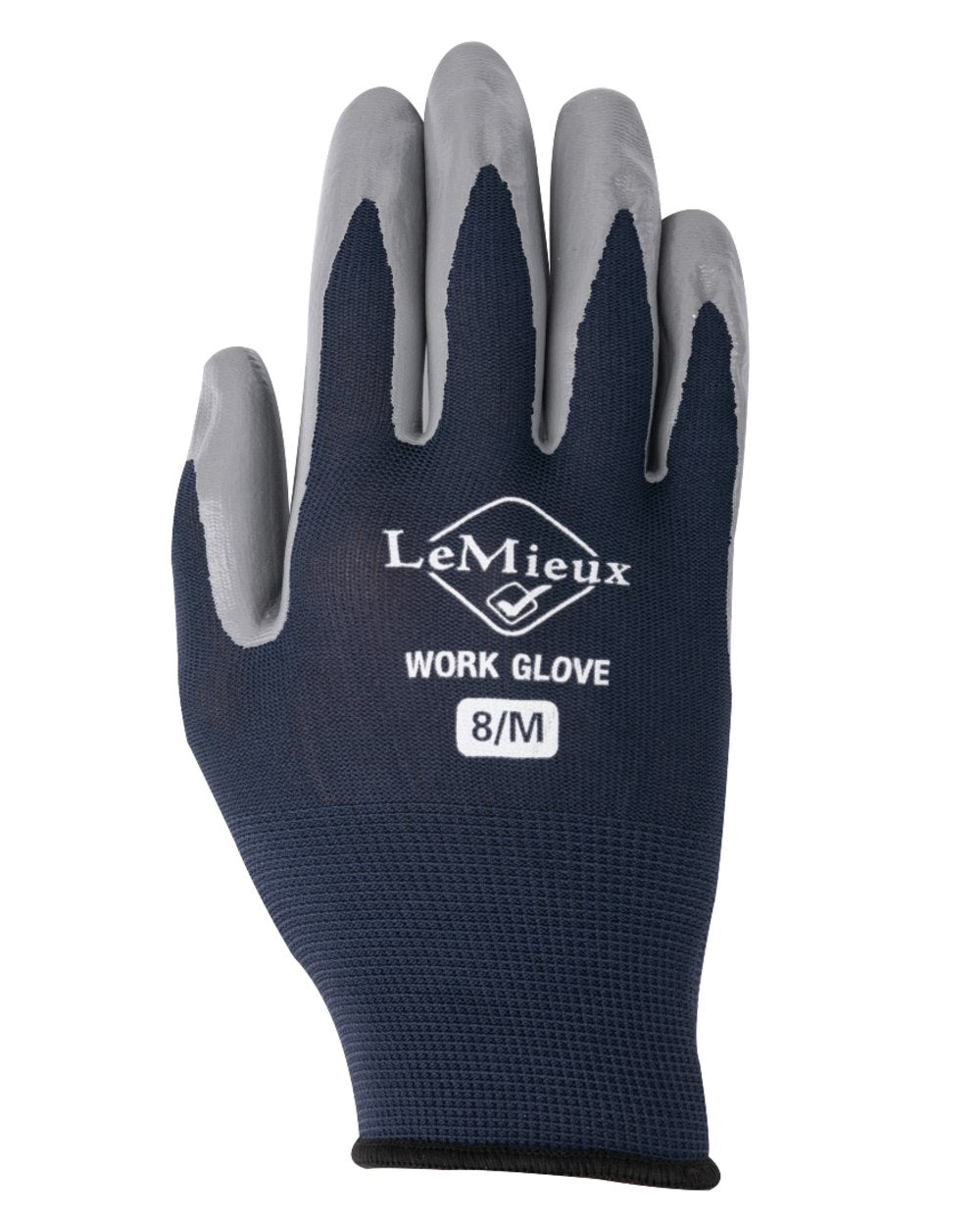 Navy coloured LeMieux Work Gloves on white background 