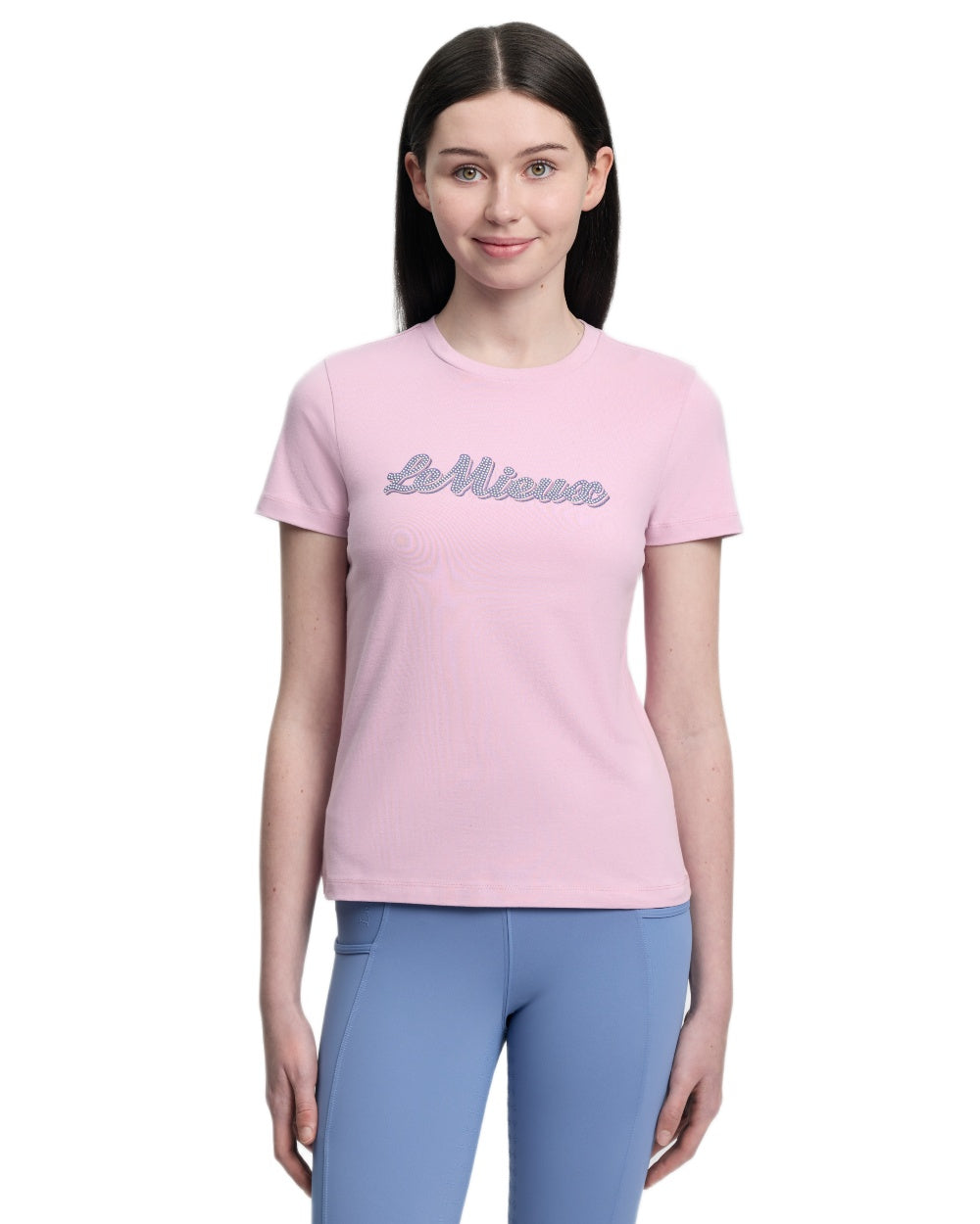 Fondant coloured LeMieux Young Rider Arianna Short Sleeve T-Shirt on white background 