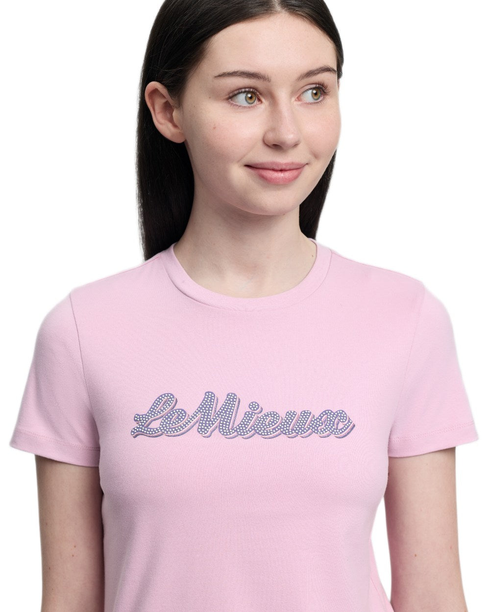 Fondant coloured LeMieux Young Rider Arianna Short Sleeve T-Shirt on white background 