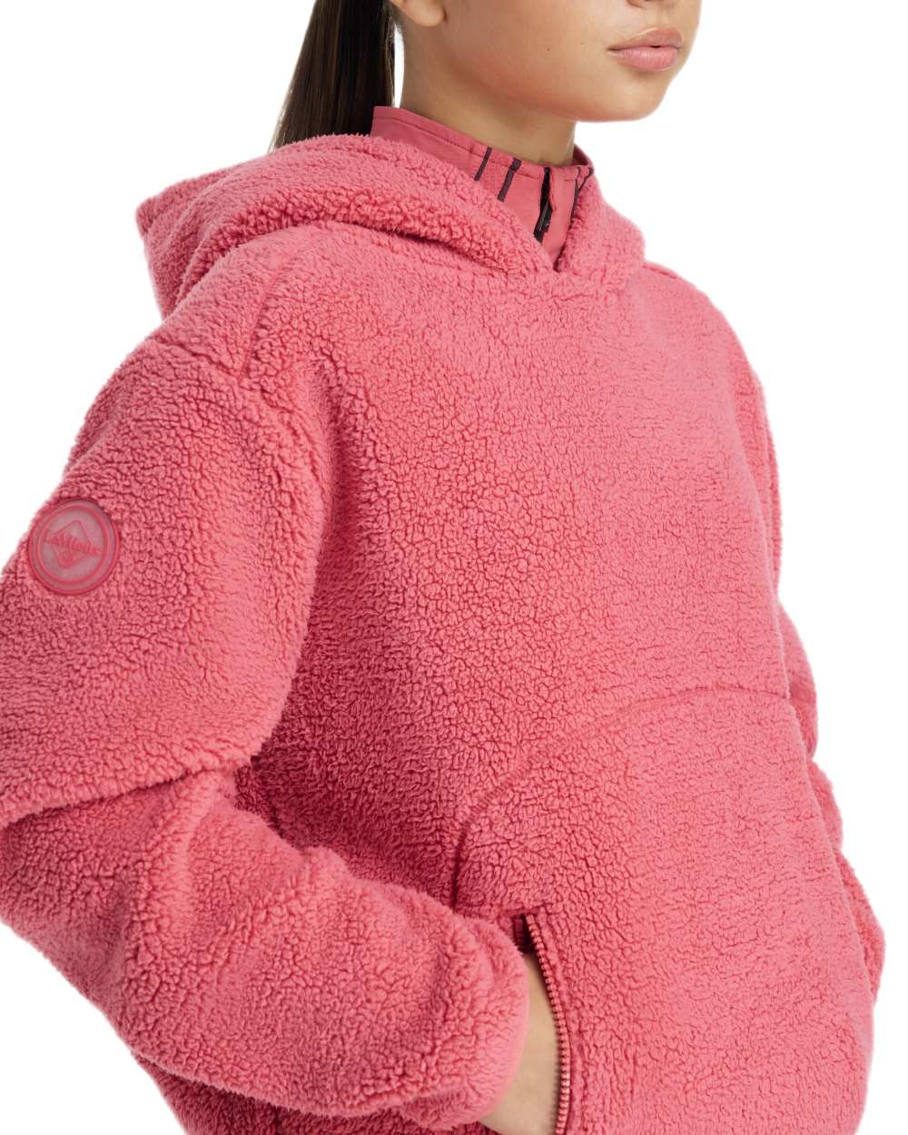 Cranberry coloured LeMieux Young Rider Avalon Hoodie on white background 